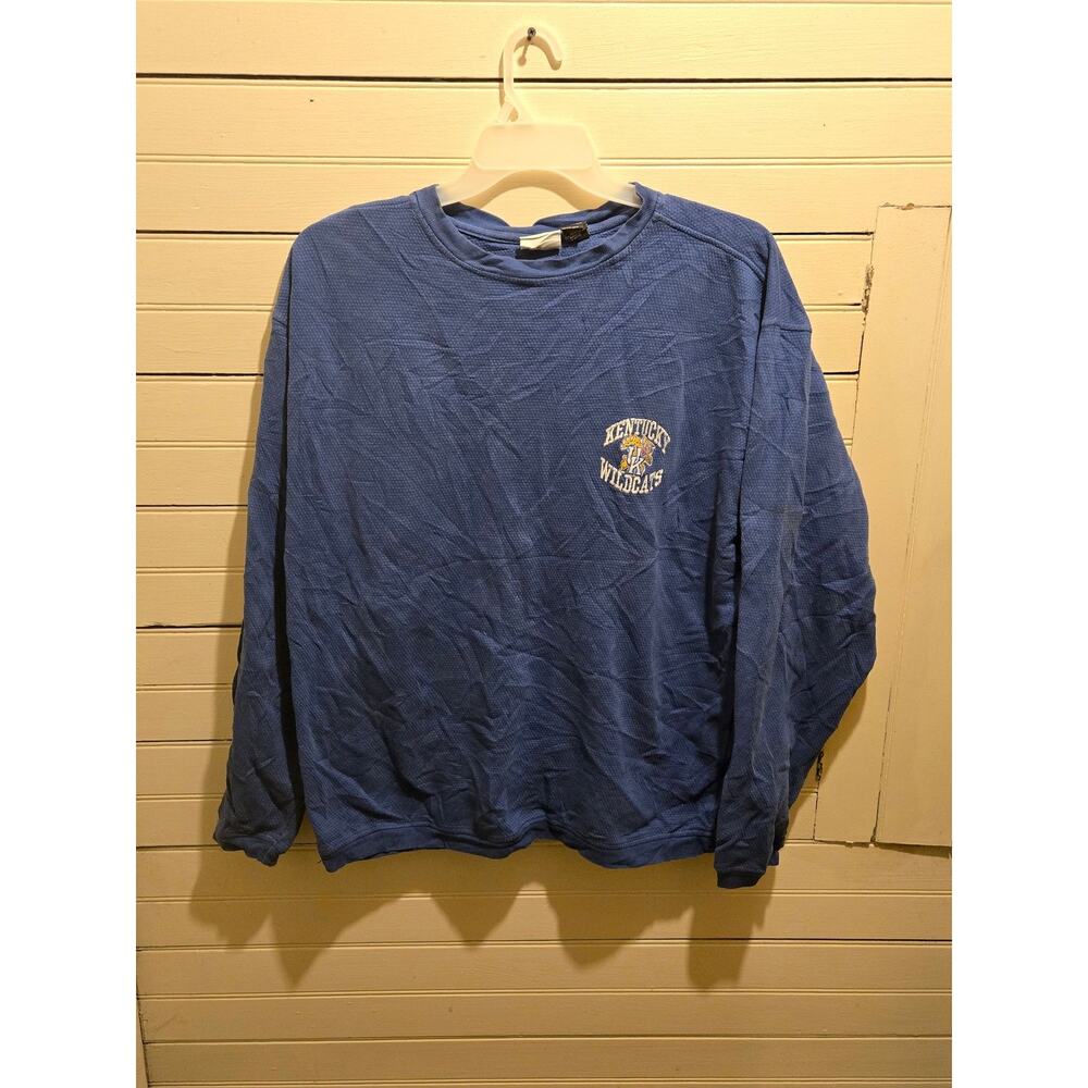 Edge Sweatshirt Mens L Kentucky Wildcats Blue Crew Waffle Knit Long Sleeve
